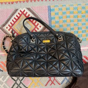 Quilted Black Leather Satchel Bag by Kate Spade